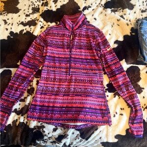 Nike Red and Purple Patterned Quarter-Zip Pullover